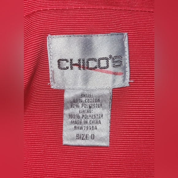 CHICOS size 0 Small Red Zip Up Jacket Layer Top Coat - Picture 6 of 6